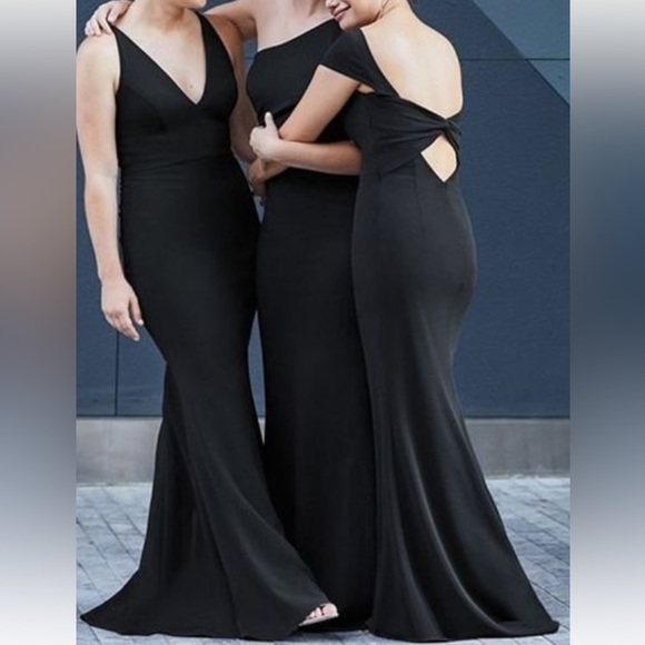 New Katie May x BHLDN Madison 0 2 6 12 Black Bow Back Long Maxi Bridesmaid Gown - Picture 6 of 11